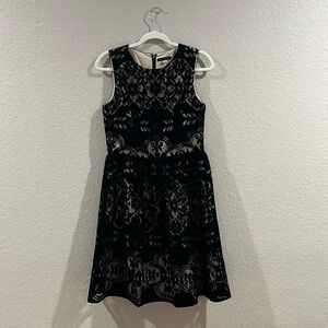 Tommy Hilfiger Women's Velvet Lace Fit & Flare Dress (6, Black)